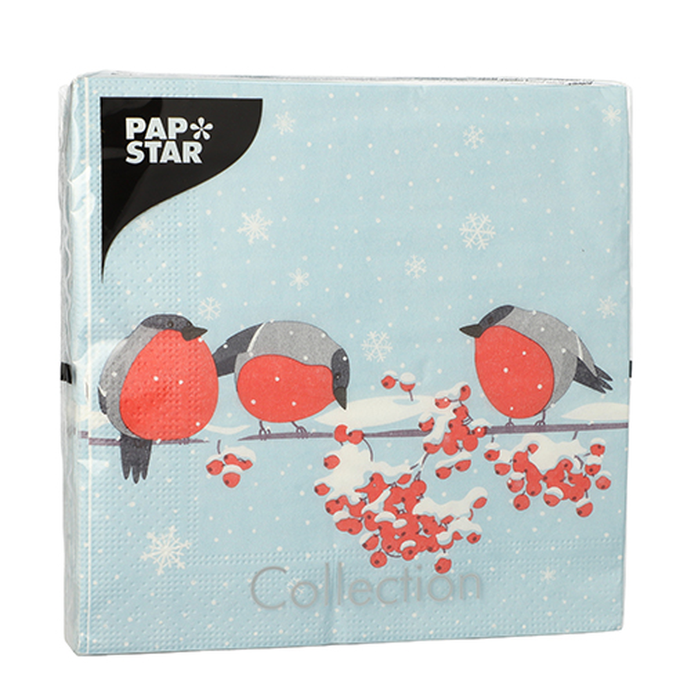 Papstar Servietten, 3-lagig 1/4-Falz 33 cm x 33 cm "Red Gorded Birds"