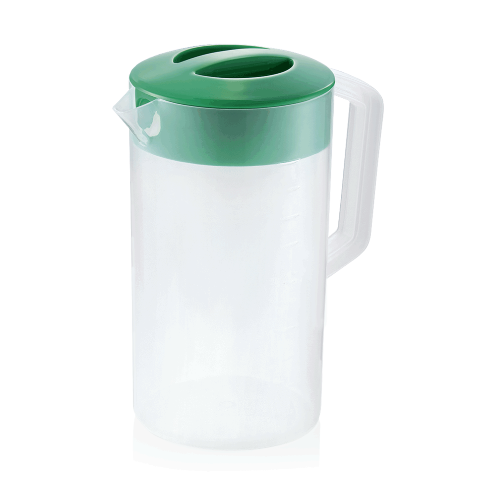 WAS Kanne mit grünem Deckel, 2,5 ltr., Skalierung 250 ml, Polypropylen