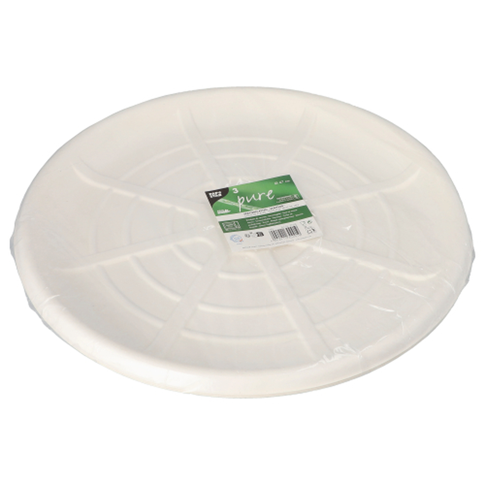 Papstar Servierplatten, Zuckerrohr "pure" rund Ø 47 cm weiss für Meeresfrüchte