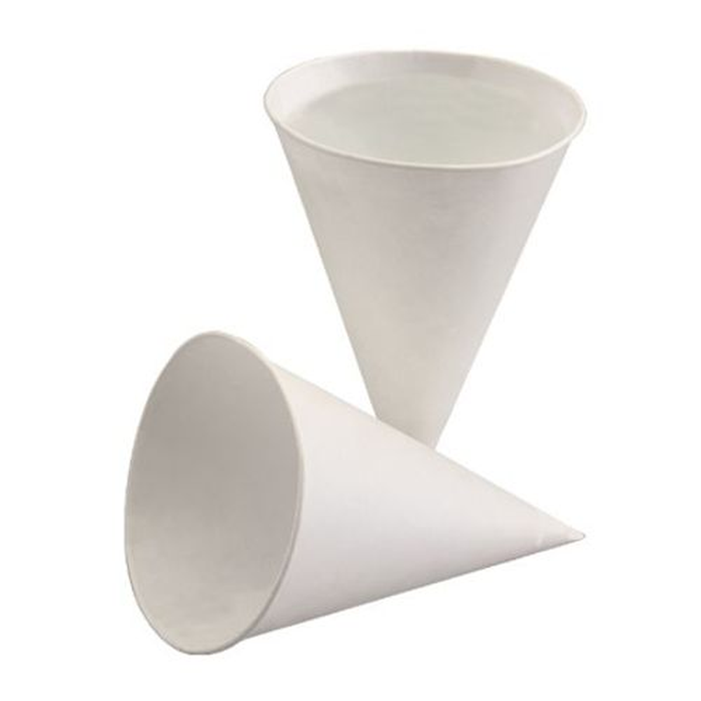 PAPSTAR Spitzbecher, Zuckerrohrpapier 120 ml Ø 7,5 cm · 10,5 cm weiss mit Pa