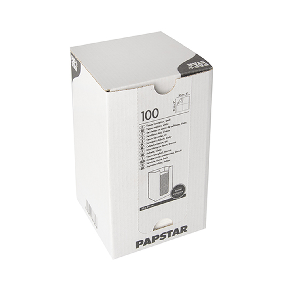 Papstar Servietten, 2-lagig "PUNTO" 1/4-Falz 20 cm x 20 cm weiss in Spenderbox