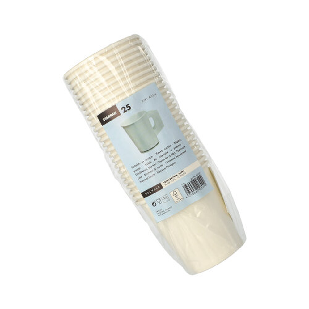Papstar Trinkbecher mit Henkel, Pappe 0,18 l Ø 7,3 cm · 7,8 cm weiss