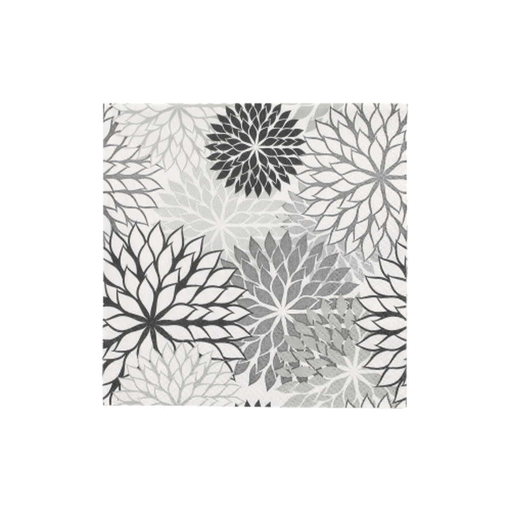 Papstar Servietten, 3-lagig 1/4-Falz 25 cm x 25 cm grau "Floralies"