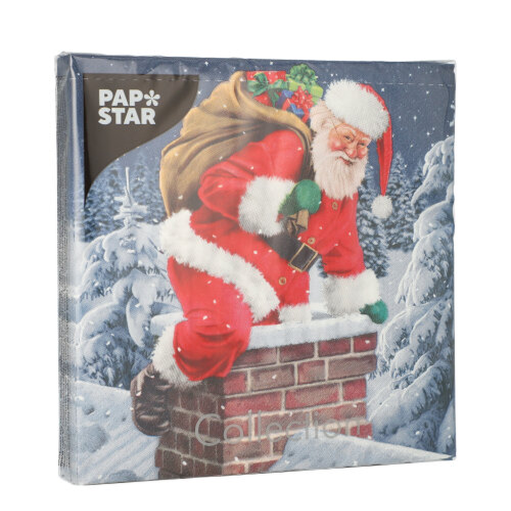 Papstar Servietten, 3-lagig 1/4-Falz 33 cm x 33 cm "Down the Chimney"
