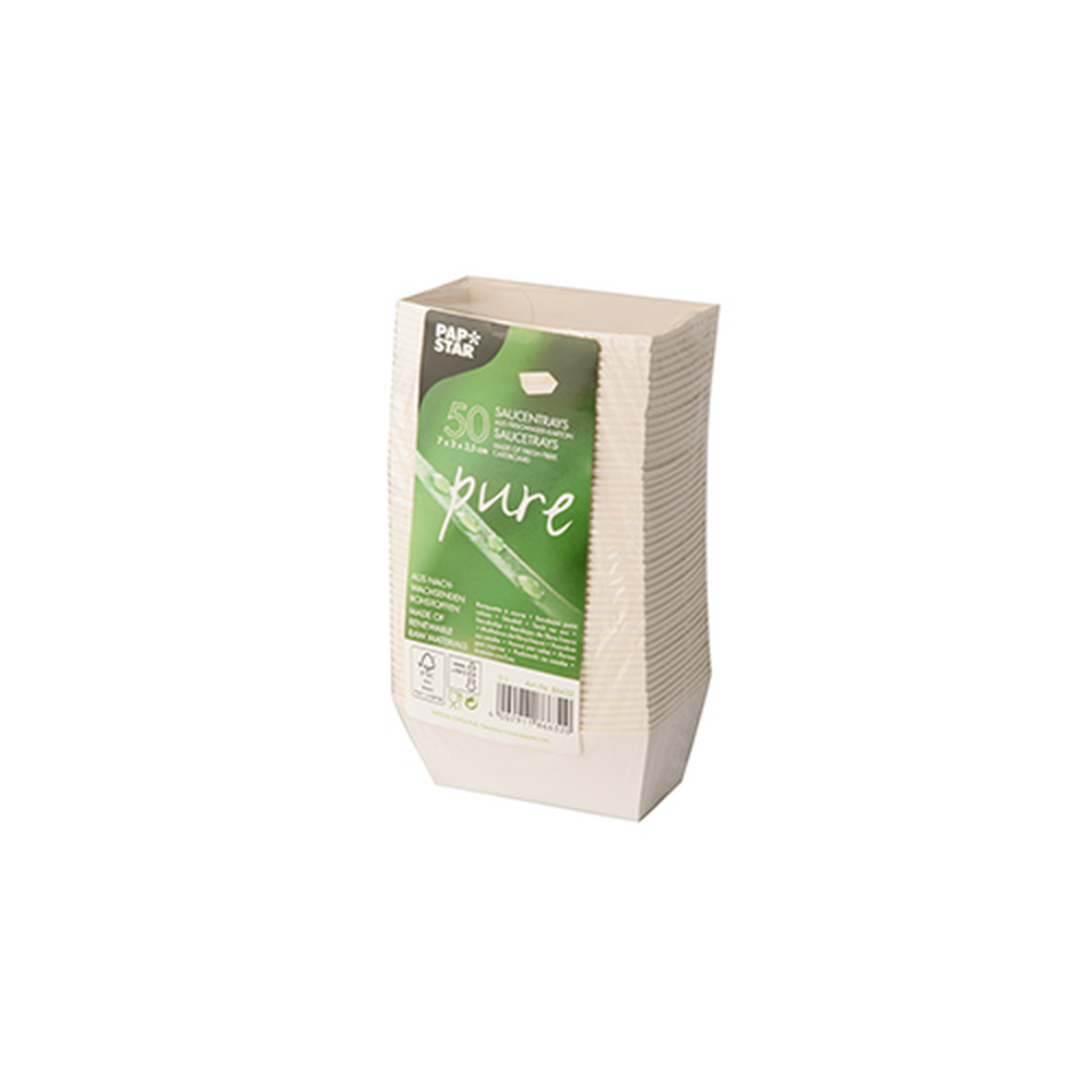 Papstar Saucentrays, Pappe "pure" 3,5 cm x 3 cm x 7 cm weiss "Good Food"