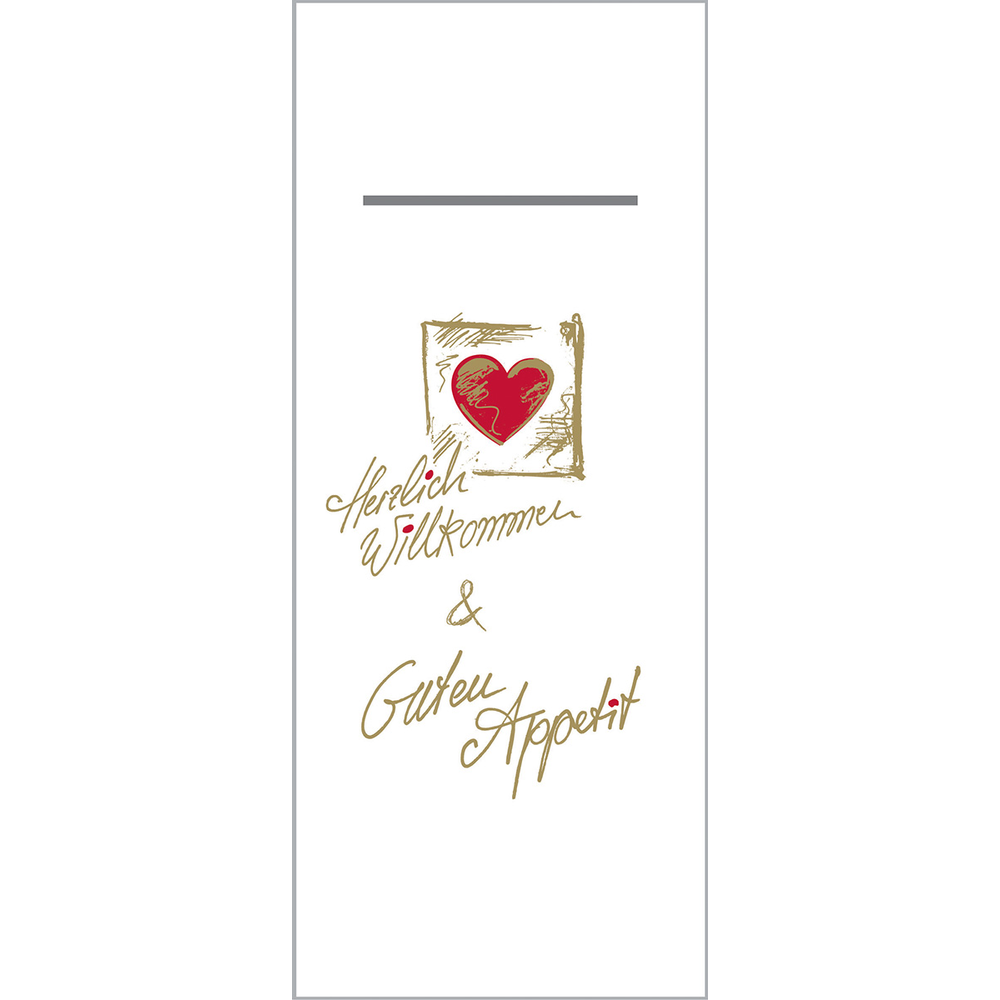 Mank Pocket-Napkins Herzl. Willkommen & Guten Appetit 40 x 33 cm 1/8 Falz