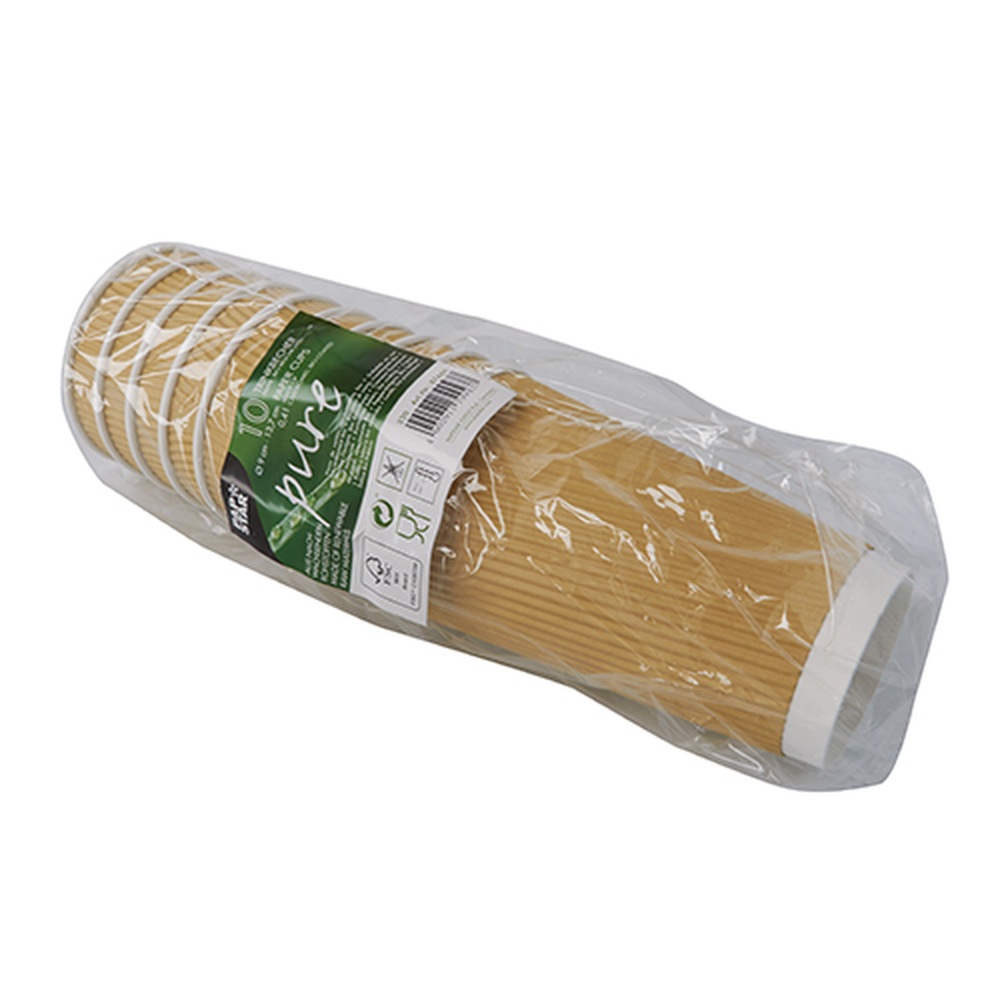 Papstar Trinkbecher, Pappe 0,4 l Ø 9 cm · 13,7 cm natur Ripple Wall