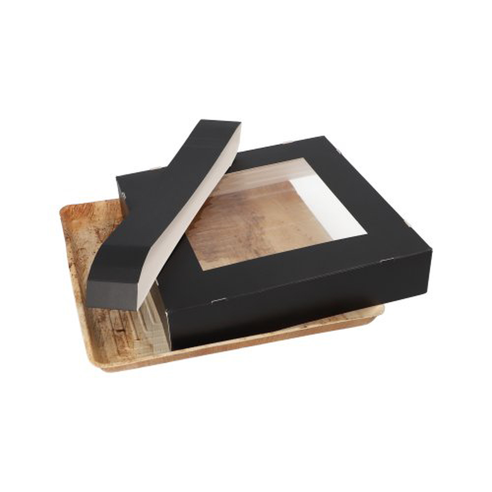 PAPSTAR Tabletts, Palmblatt eckig 5 cm x 25,5 cm x 25,5 cm mit separatem Deck