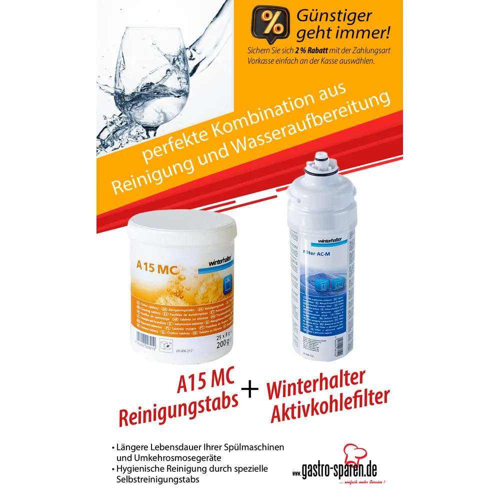 Winterhalter Aktionsangebot Aktivkohlefilter + A15 MC Reinigungstabs