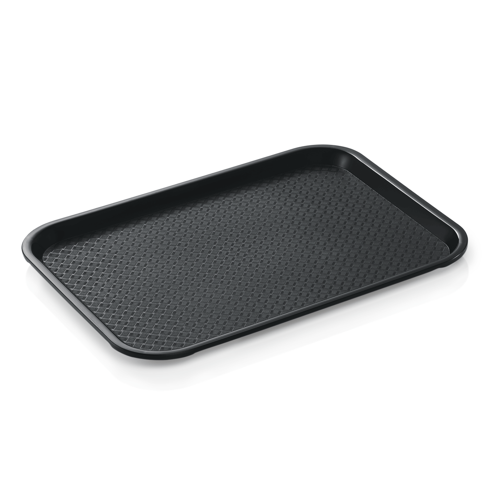WAS Fast Food Tablett Set, 35 x 27 x 1,5 cm, schwarz, Set á 24 Stück, Polypropyl