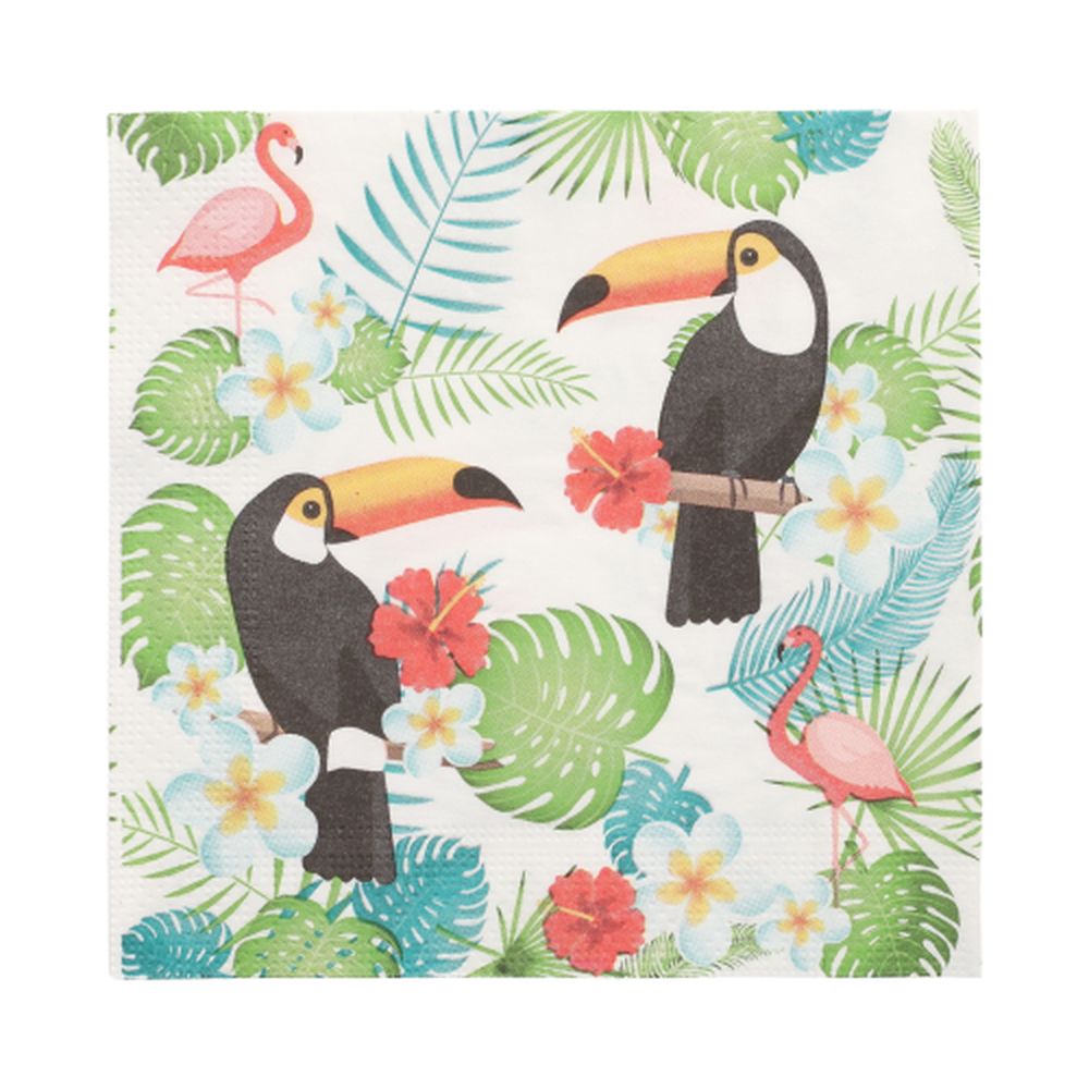 Papstar Servietten, 3-lagig 1/4-Falz 33 cm x 33 cm "Toucans"