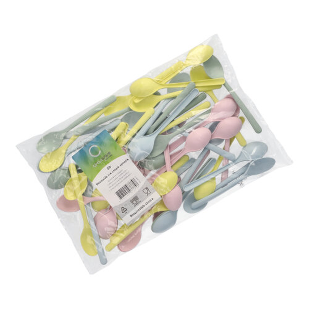 Papstar "Circulware" Mehrweg-Eislöffel PP-MF 13 cm farbig sortiert extra stabil