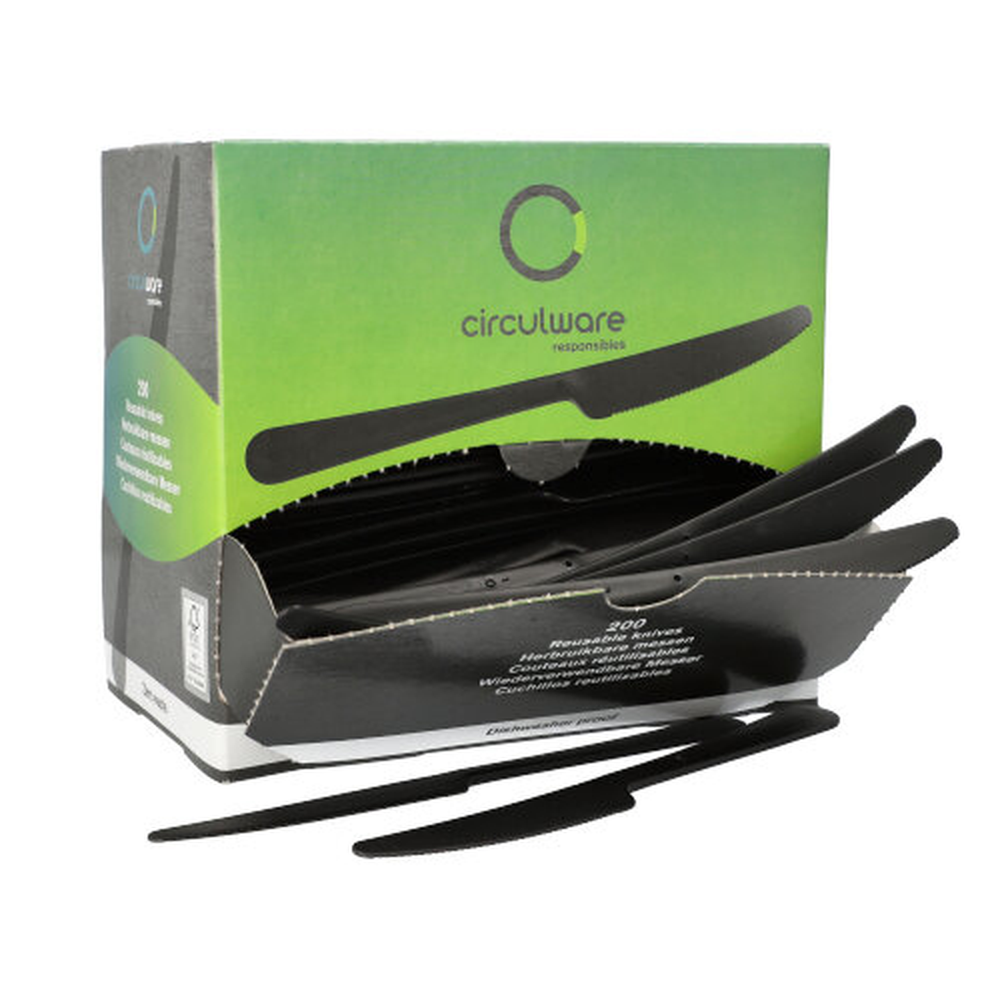 PAPSTAR Circulware Mehrweg-Messer PP-MF 19,7 cm schwarz Gaia extra stab