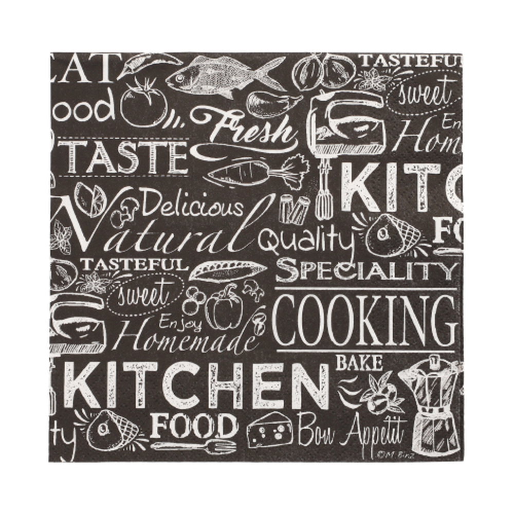Papstar Servietten, 3-lagig 1/4-Falz 33 cm x 33 cm "Kitchen"