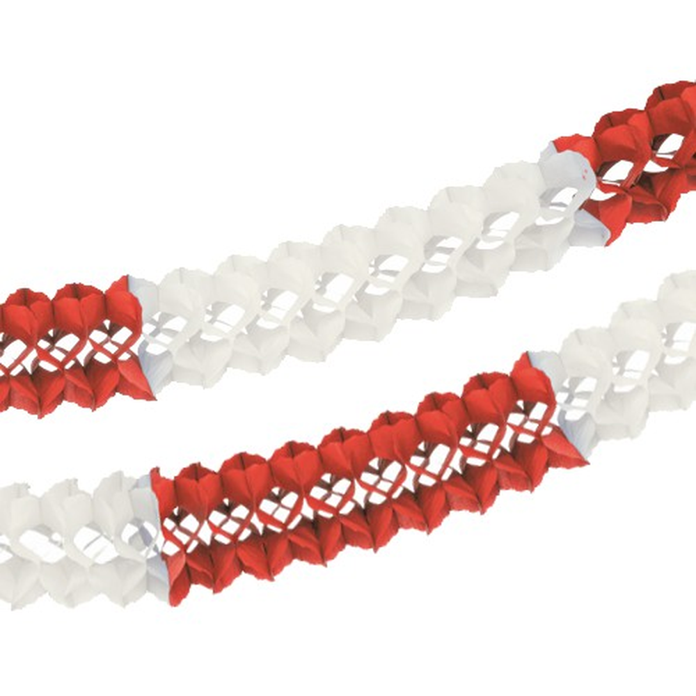 Papstar Großraumgirlande, Papier Ø 16 cm · 10 m rot/weiss schwer entflammbar