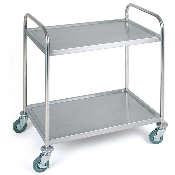 APS Servier- / Transportwagen 91 x 59 cm, H: 93 cm , Edelstahl mattiert, 2 Borde