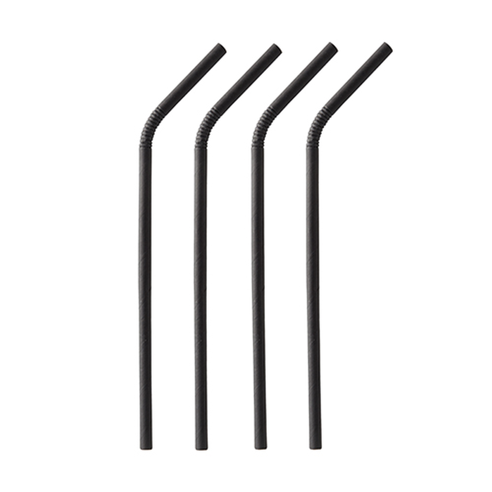 Papstar Trinkhalme, Papier Ø 6 mm · 22 cm schwarz flexibel