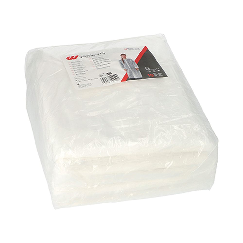 Papstar "WORK-INN/PS" Besuchermäntel, PP 142 cm x 112 cm weiss mit Druckknöpfen