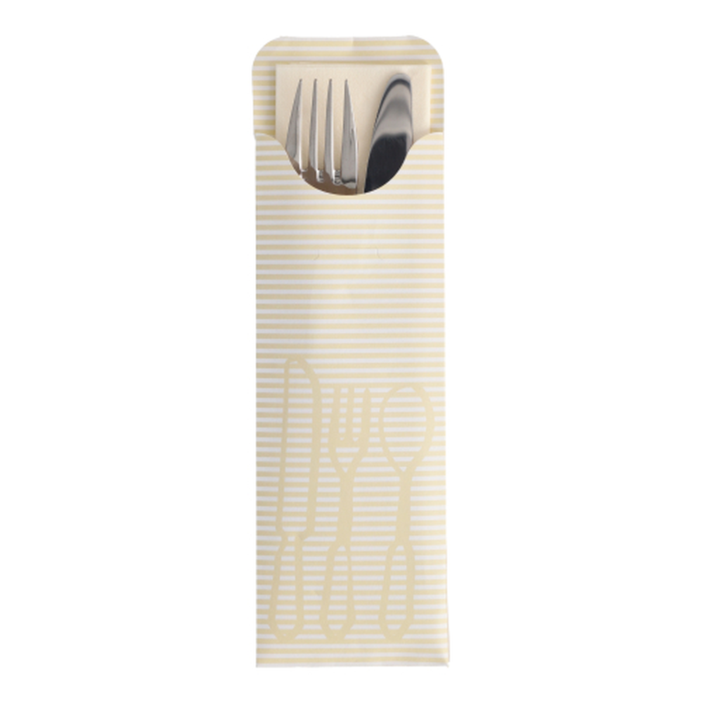 Papstar Bestecktaschen 23,5 cm x 7,3 cm creme inkl. farbiger Serviette
