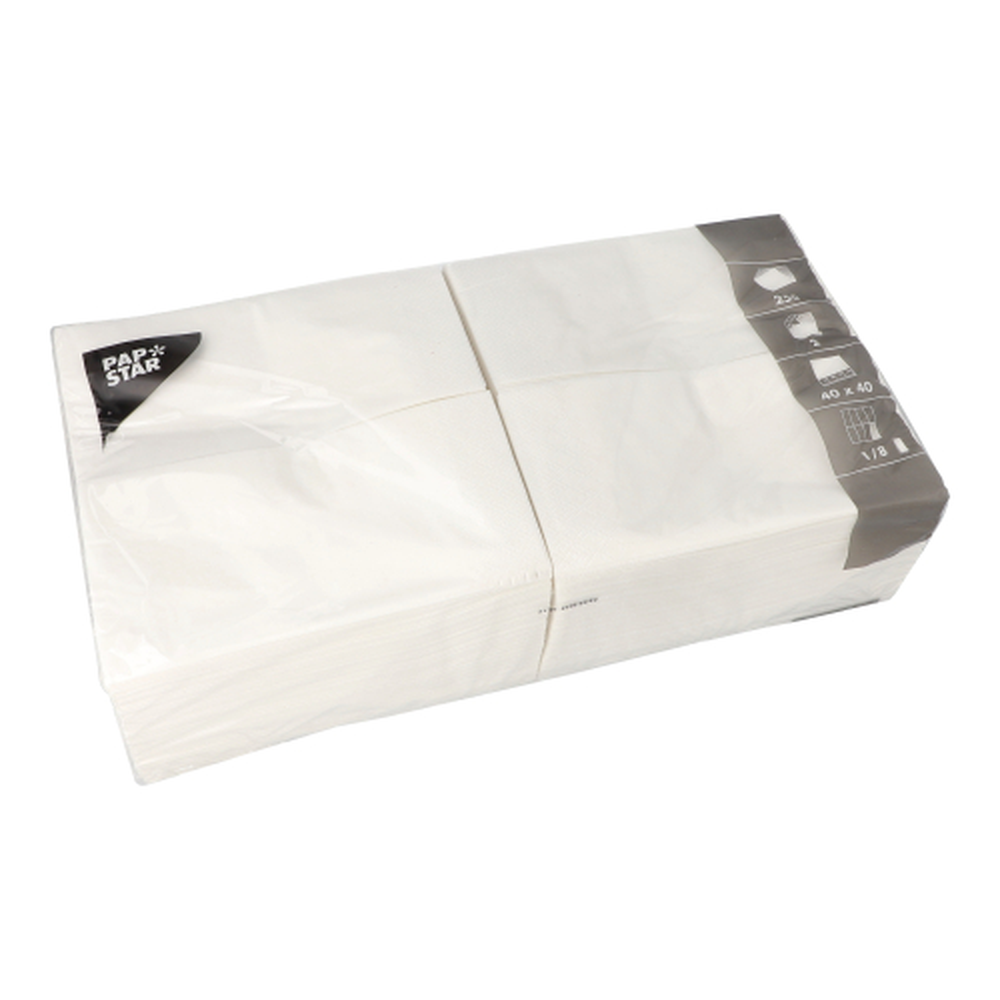 Papstar Servietten, 2-lagig 1/8-Falz 40 cm x 40 cm weiss