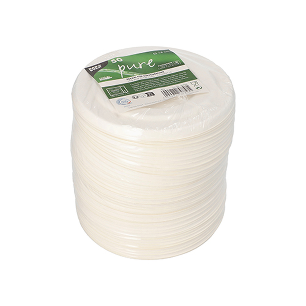 Papstar Deckel für Suppenbecher, Zuckerrohr "pure" rund Ø 14 cm weiss