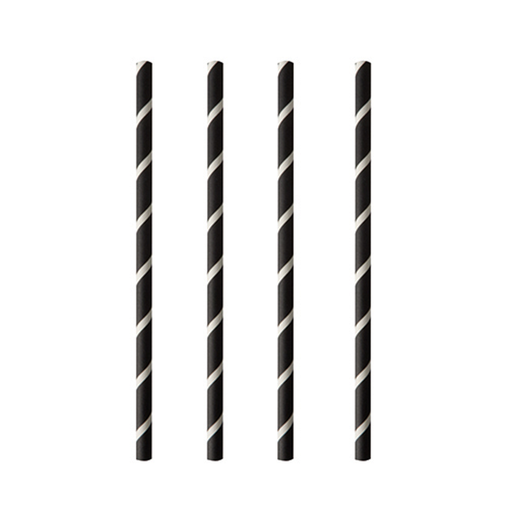 Papstar Shake-Halme, Papier Ø 8 mm · 20 cm schwarz/weiss "Stripes"