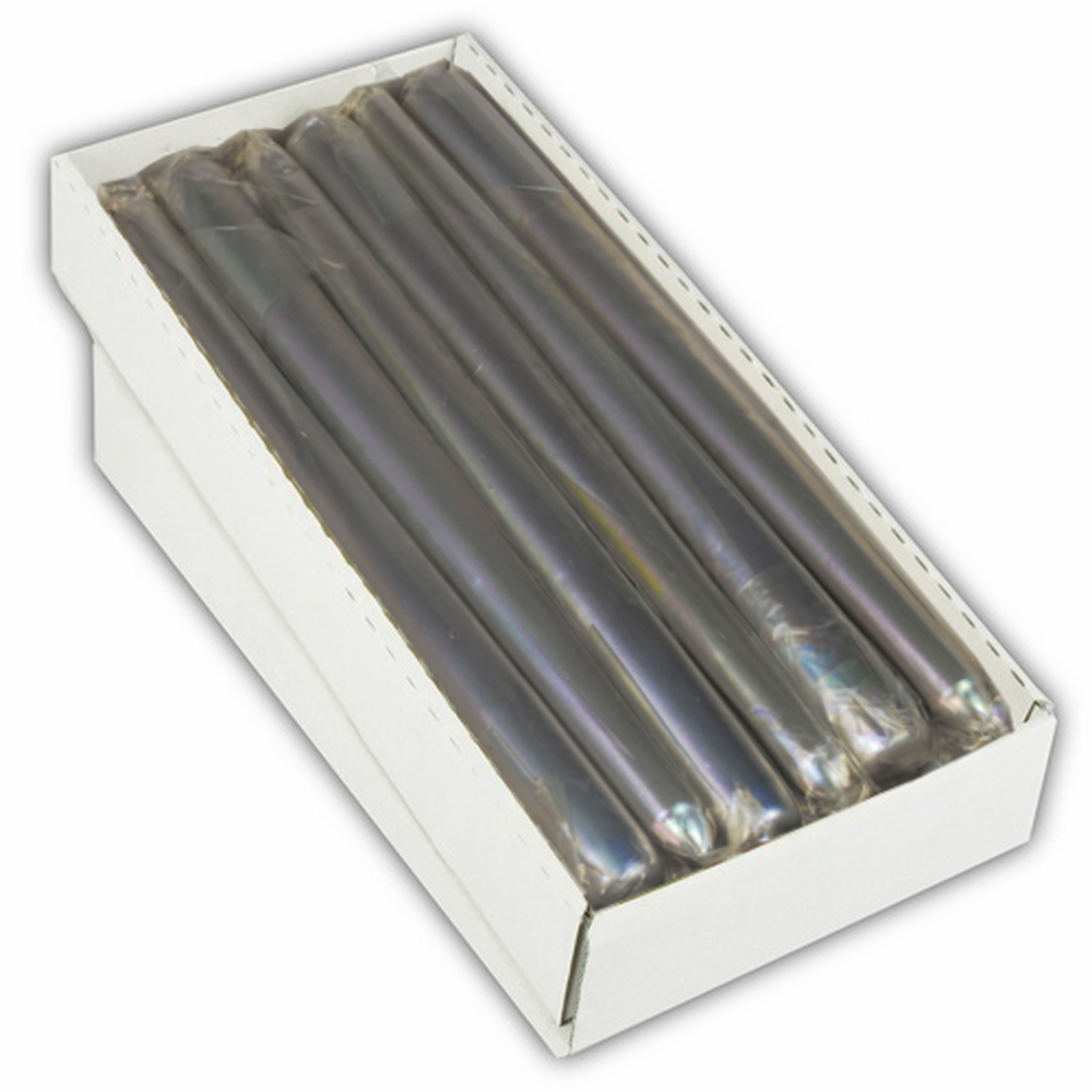 Papstar Leuchterkerze Ø 2,2 cm · 25 cm silber einzeln cellophaniert