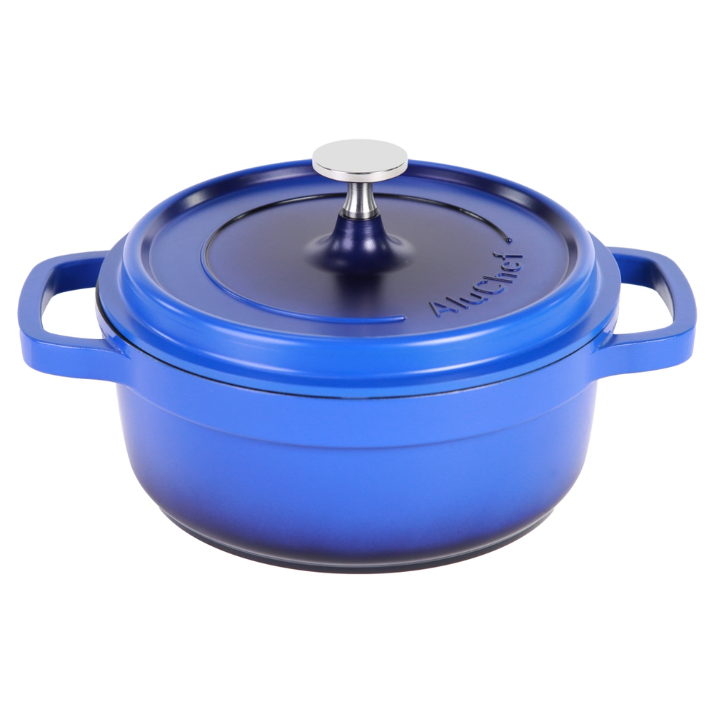 Contacto AluChef Cocotte, rund 20 cm / blau Durchmesser innen: 20 cm, Höhe: 8 c