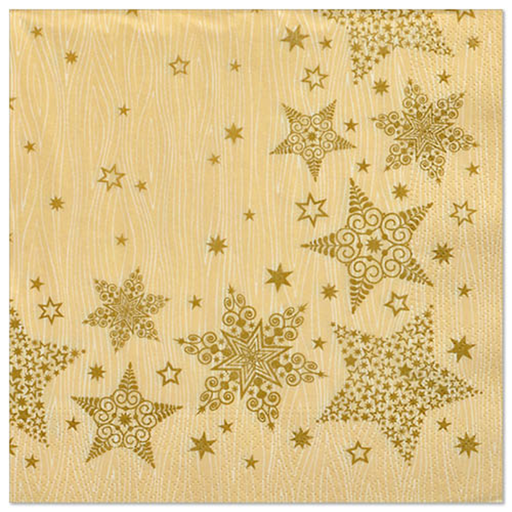 Papstar Servietten, 3-lagig 1/4-Falz 40 cm x 40 cm creme "Christmas Shine"