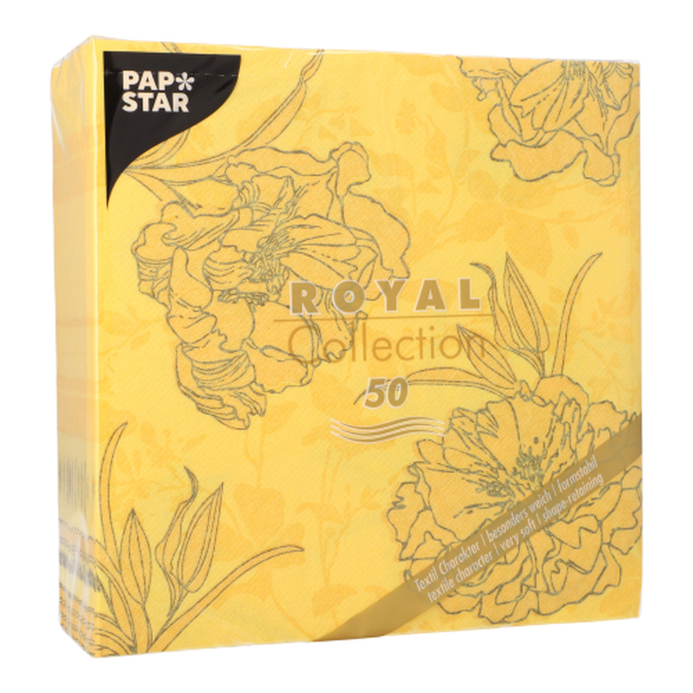 Papstar Servietten "ROYAL Collection" 1/4-Falz 40 cm x 40 cm gelb "Thalia"