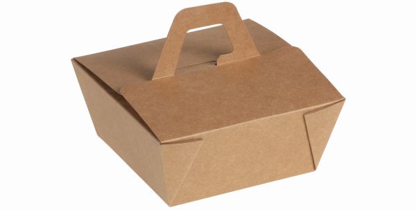 Pacovis Take away box m.Henkel, Kraft/, PLA, 150/120x150/