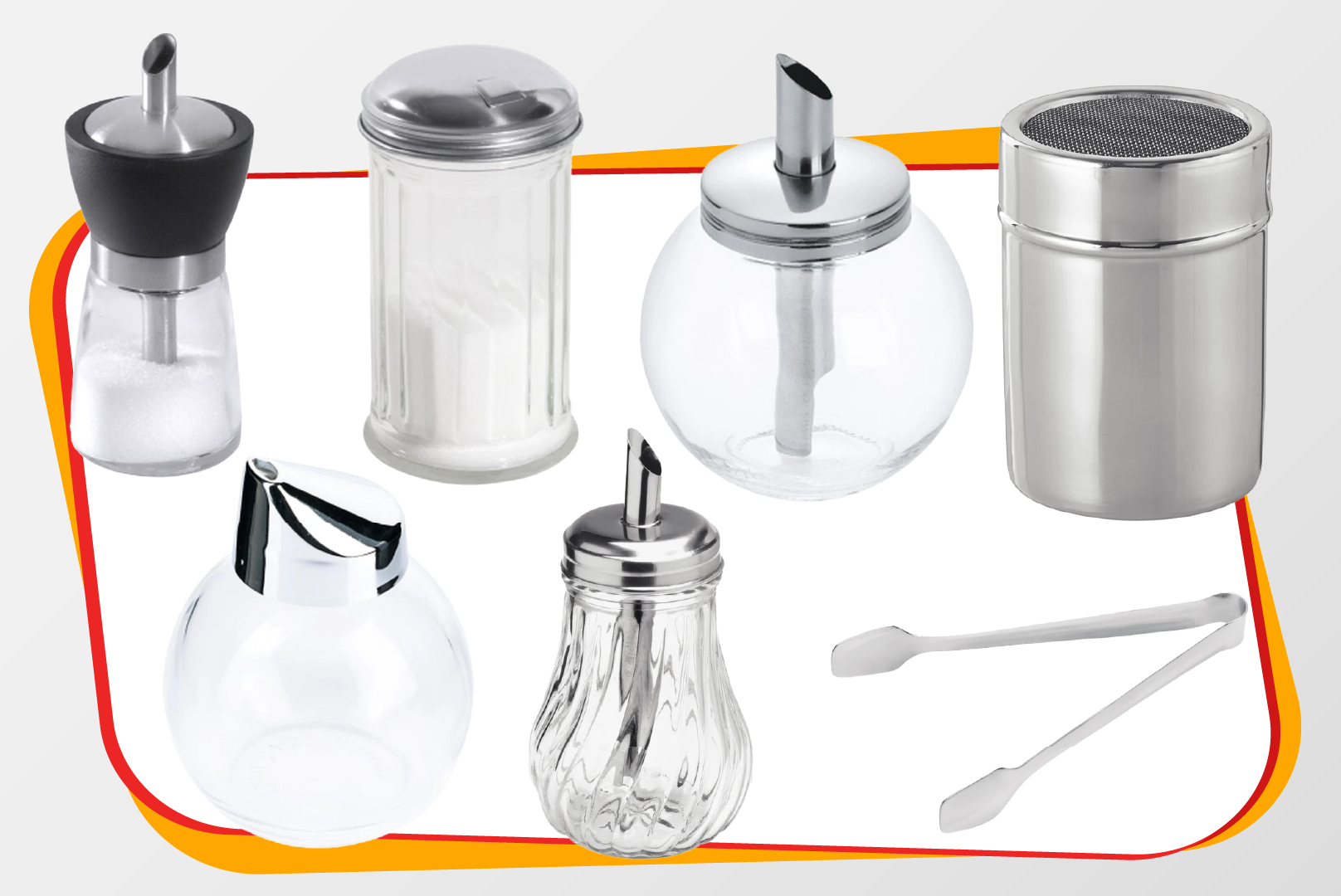 Salzstreuer, Zuckerstreuer, Gewürzbehälter, Zuckerdose, Mörser-Set