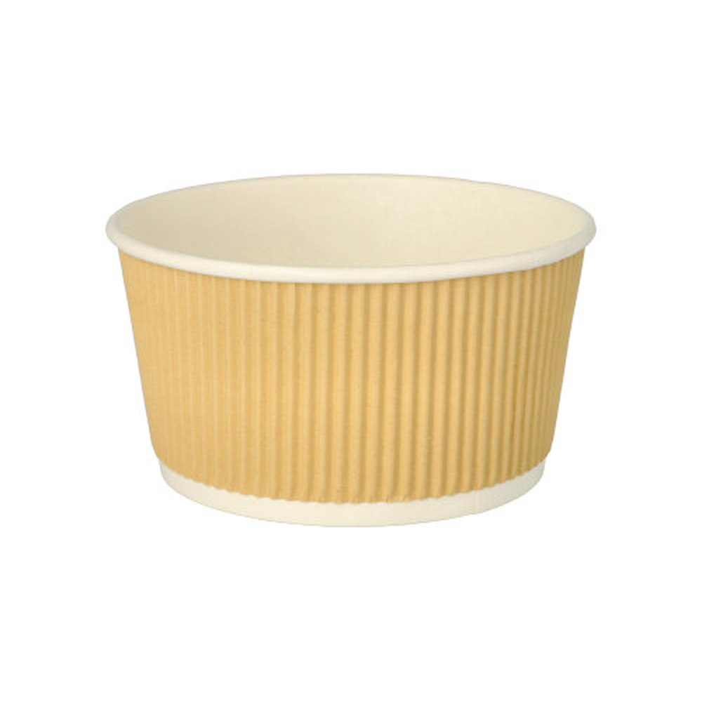 PAPSTAR Suppenbecher, Pappe rund 720 ml Ø 13,5 cm · 7,3 cm braun/weiss Ripple
