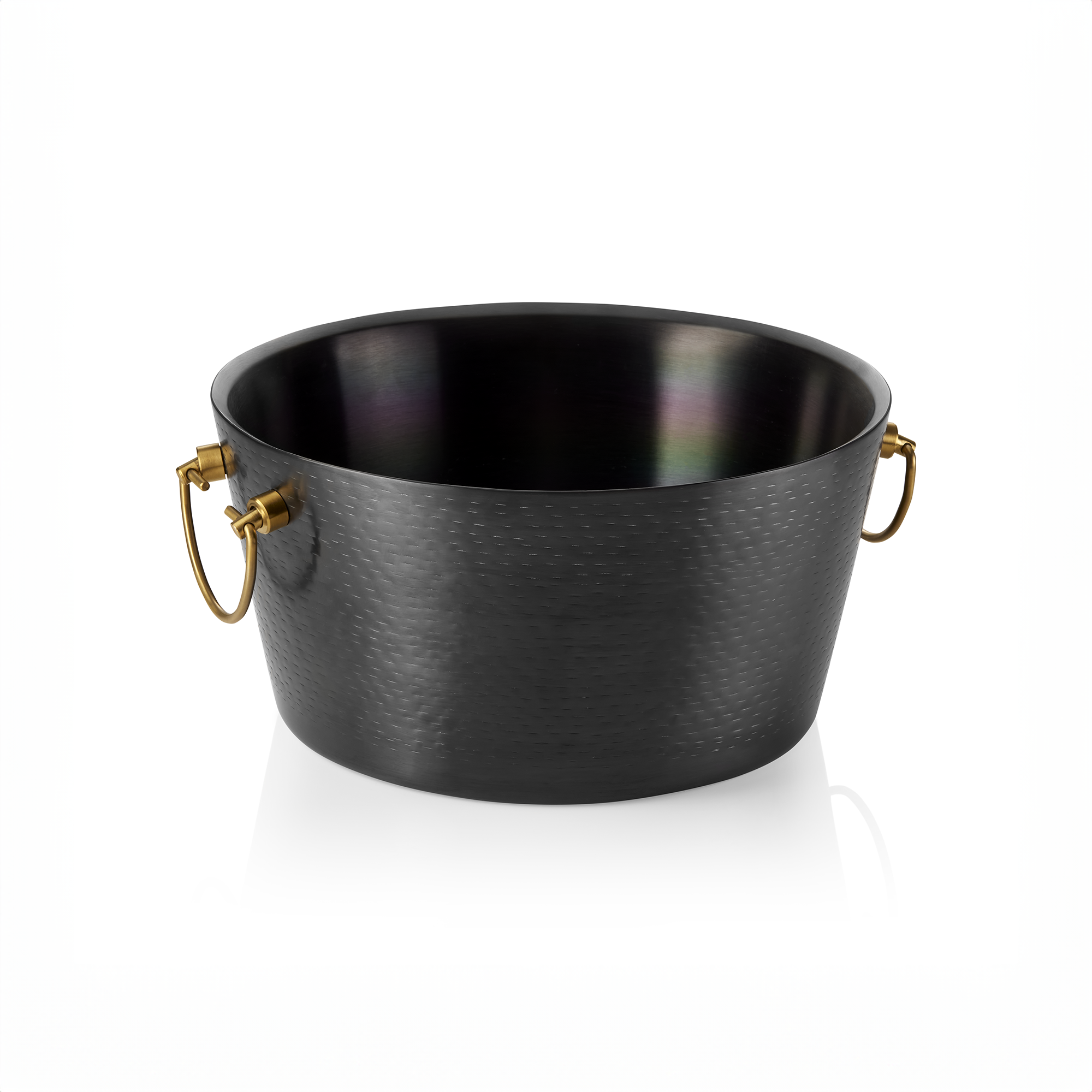 WAS Champagnerkühler mit Messinggriffen, Ø 34 cm, Höhe 17 cm, schwarz, doppelwan