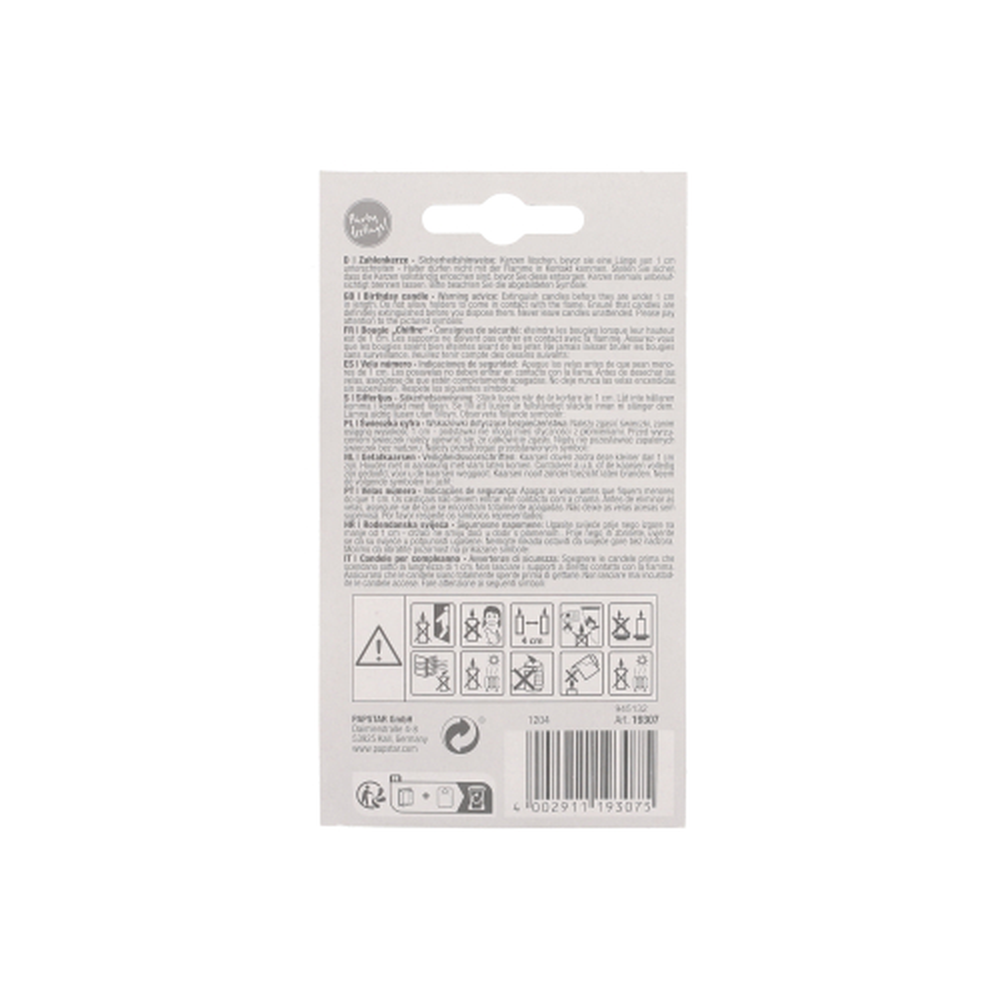Papstar Zahlenkerze 7,3 cm weiss "7" mit rotem Rand