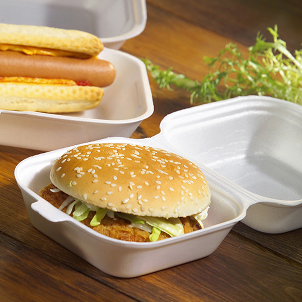 Papstar Hamburger-Boxen mit Klappdeckel, XPS 7,5 cm x 12 cm x 12 cm weiss