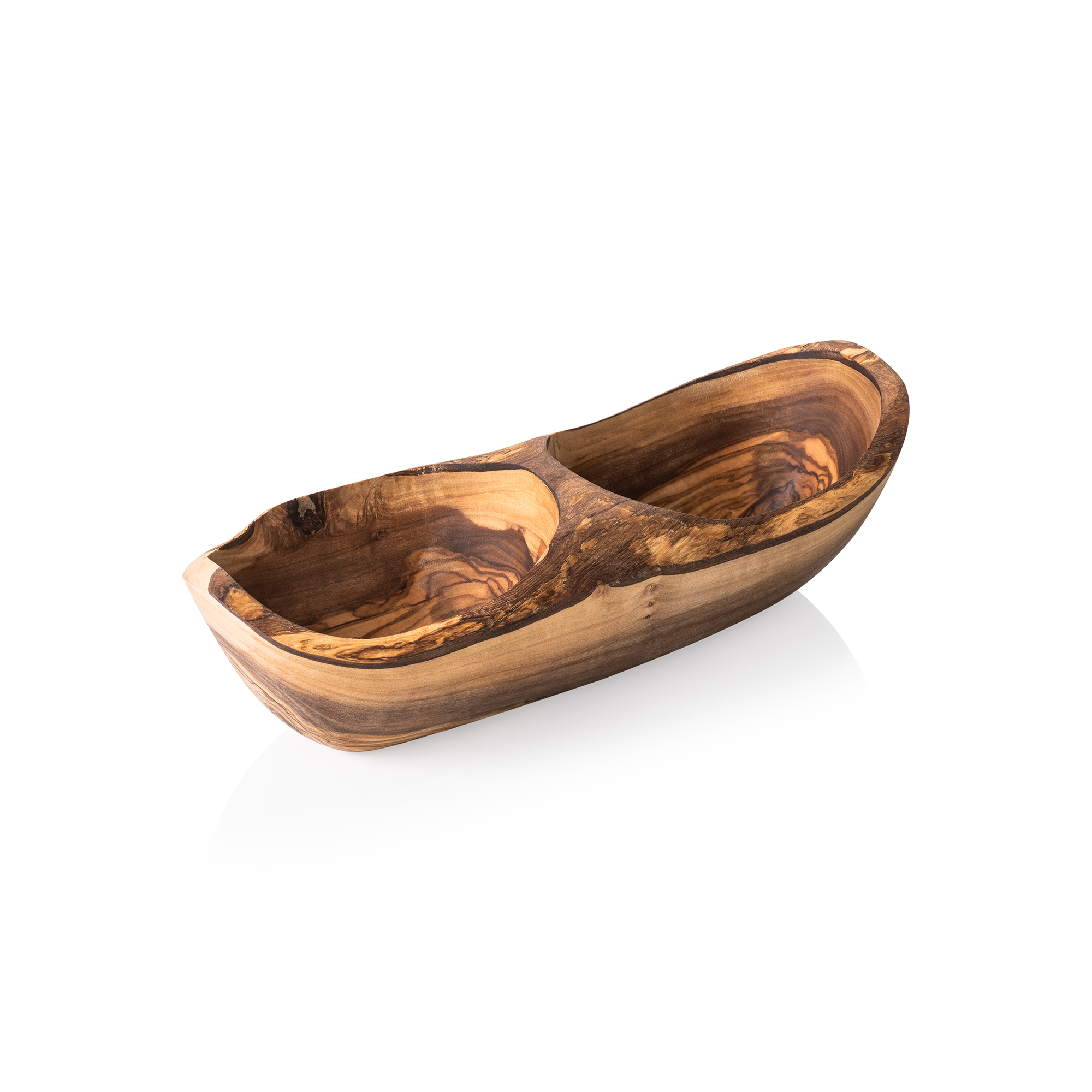 WAS Schale Double PURE OLIVE, 25 x 11 x 3,5 cm, Olivenholz