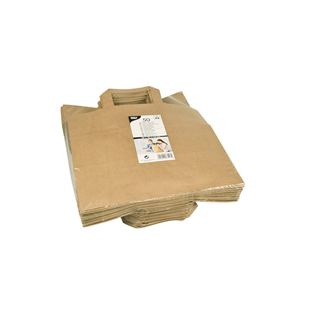 Papstar Tragetaschen, Papier 25 cm x 26 cm x 17 cm braun mit Tragegriff