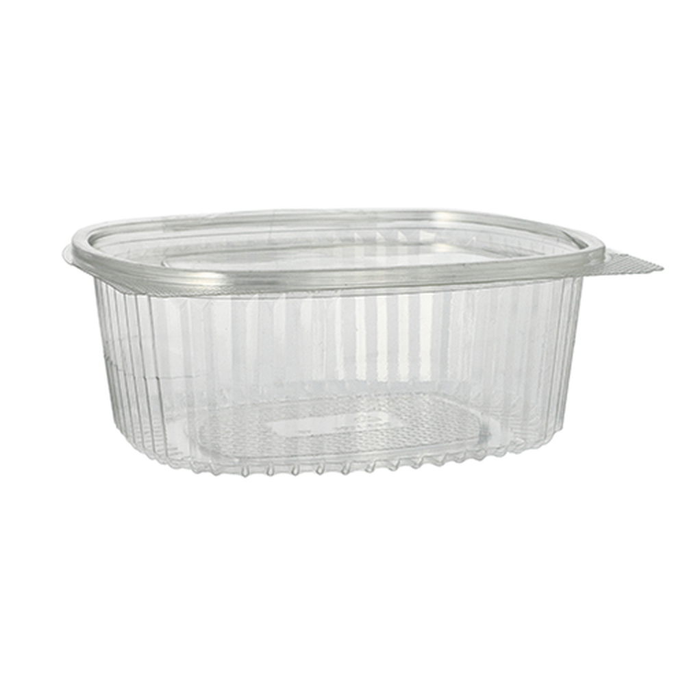 PAPSTAR Feinkost- und Salatschalen mit Klappdeckel, R-PET oval 1000 ml 6,6 cm