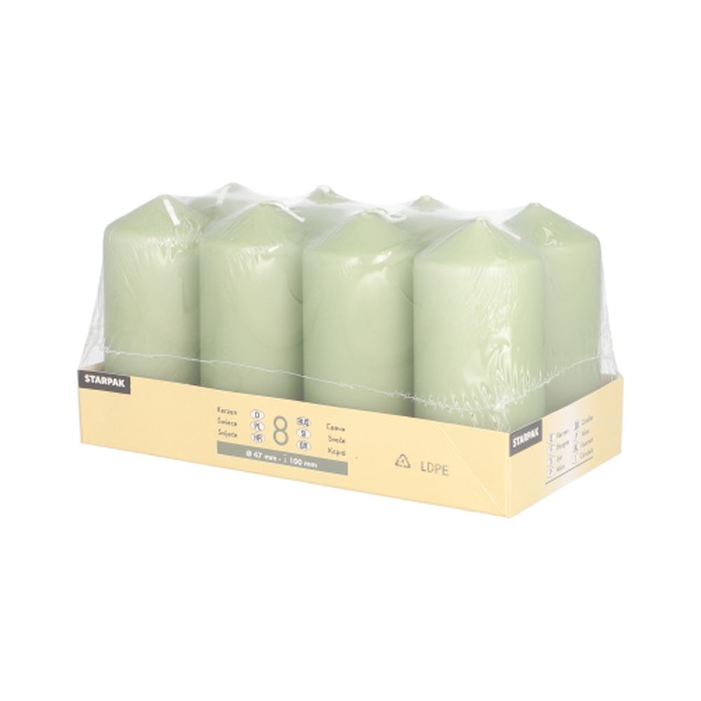 Papstar Stumpenkerzen Ø 47 mm · 100 mm jadegrün