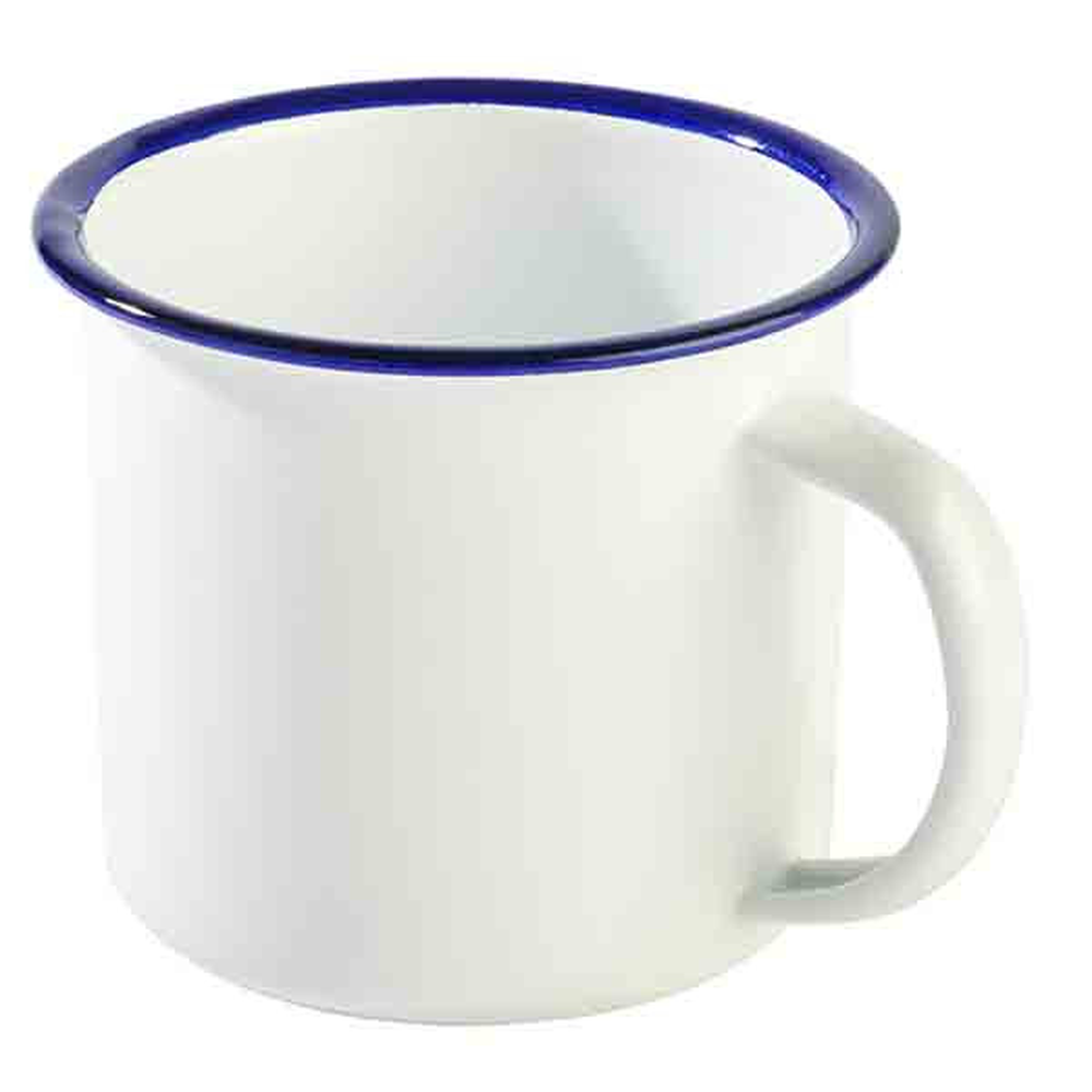 APS Henkelbecher -ENAMELWARE- Ø 9 cm, H: 8 cm, 0,35 Liter , emailiertes Stahlble