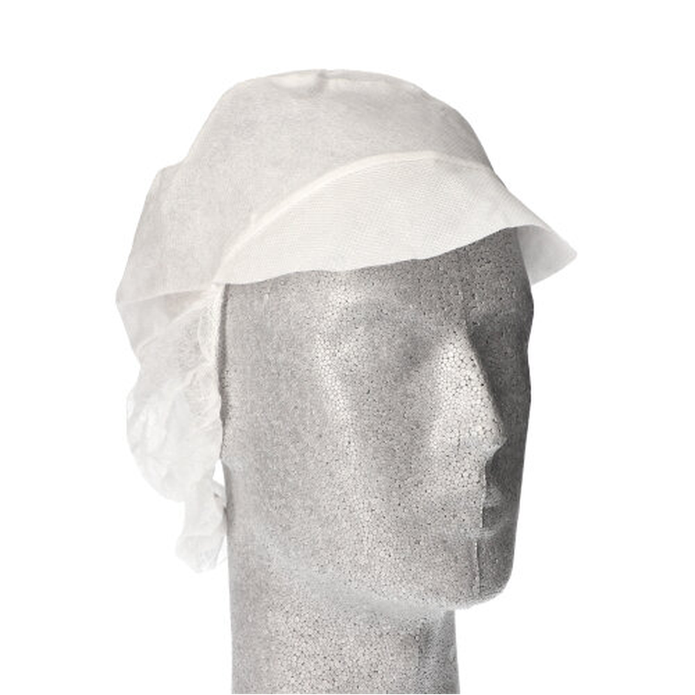 Papstar "WORK-INN/PS" Kappen mit Schirm und Haarnetz, Vlies Ø 30 cm weiss