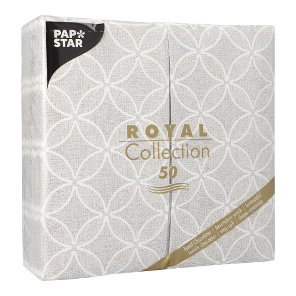 PAPSTAR Servietten ROYAL Collection 1/8-Falz 40 cm x 40 cm grau Circle Fl