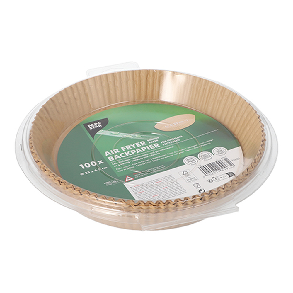 Papstar Backpapiere Ø 23 cm · 4,5 cm braun für Heißluftfritteusen