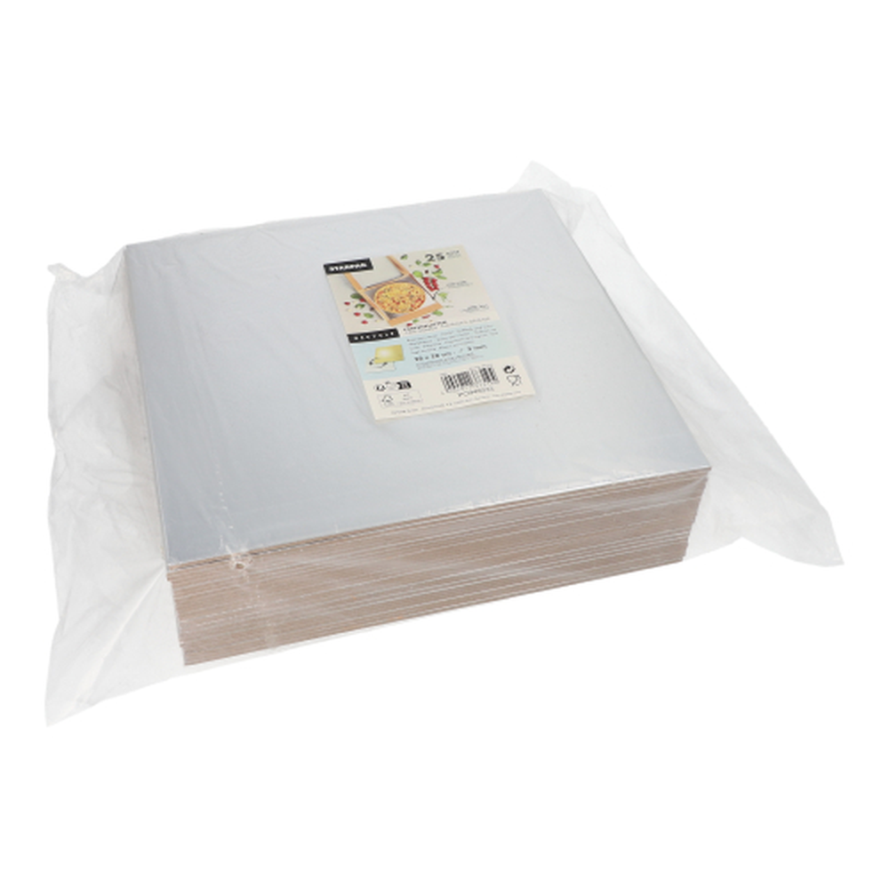 Papstar Tortenplatten eckig 0,3 cm x 28 cm x 28 cm gold/silber