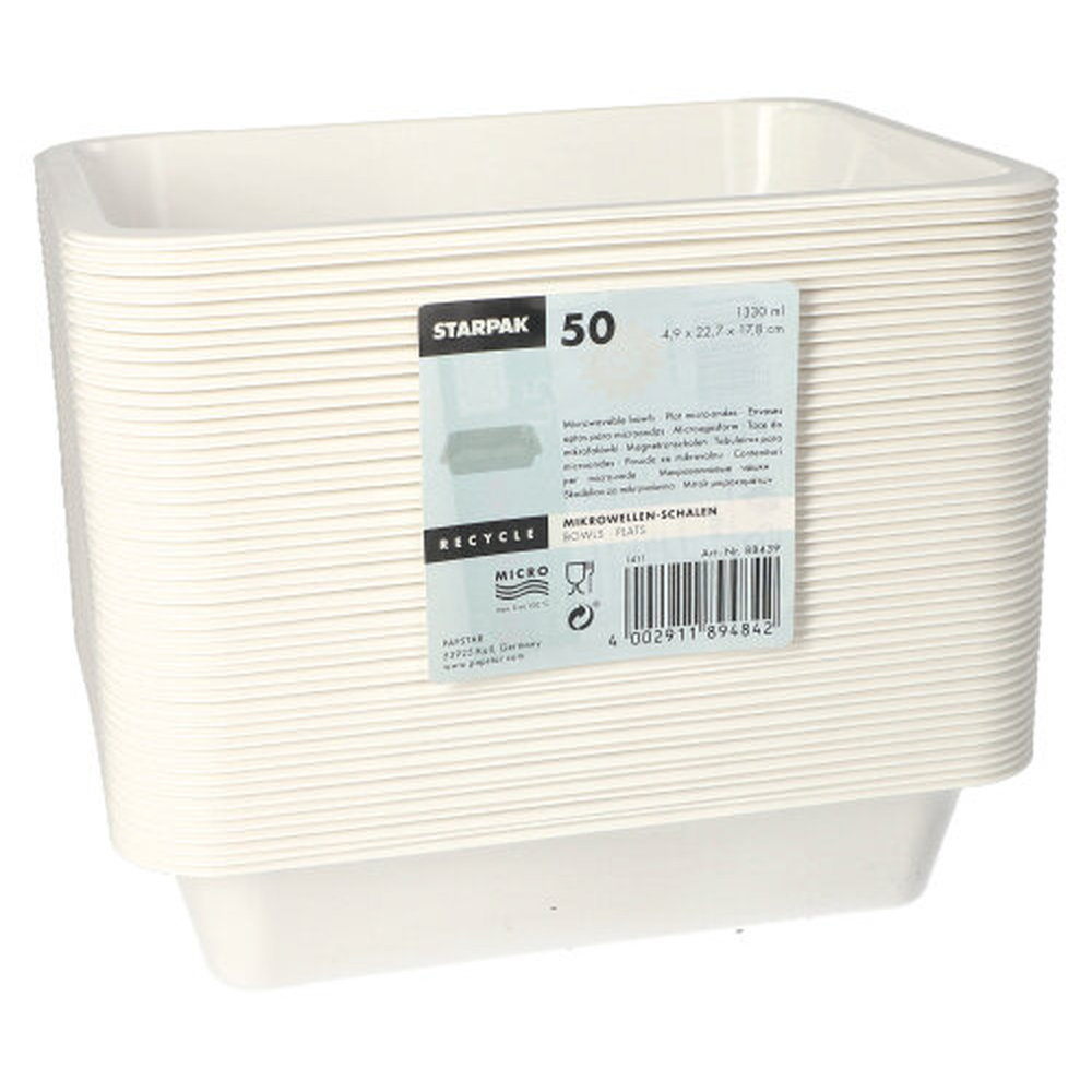 PAPSTAR Mikrowellenschalen, PP ungeteilt 1330 ml 4,9 cm x 22,7 cm x 17,8 cm w