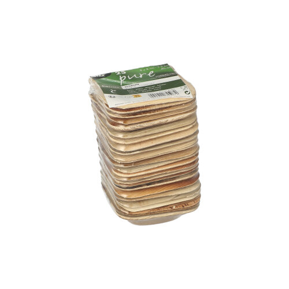 Papstar Schalen, Palmblatt "pure" eckig 40 ml 8 cm x 8 cm x 2 cm