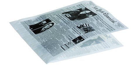 Pacovis Hamburgertüten weiss 170x180mm, 2-s. offen,40gr, Zeitungsdruck