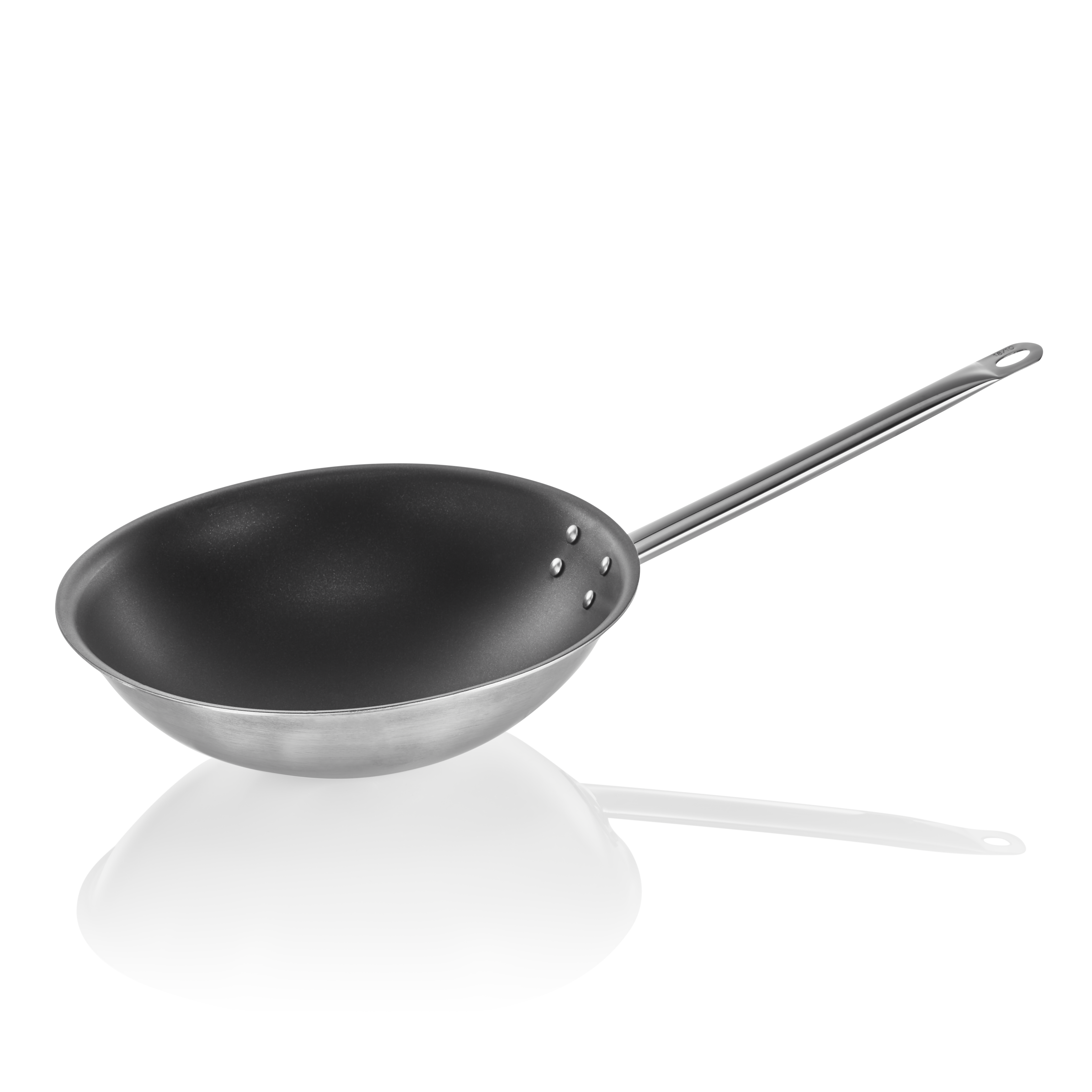 WAS Wok mit Antihaftbeschichtung und rundem Boden, Ø 38 cm, Chromnickelstahl 18/