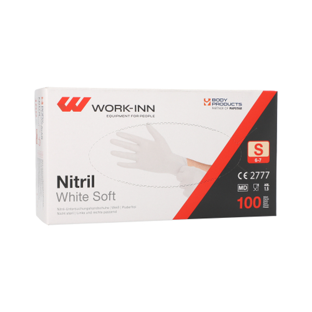 Papstar "WORK-INN/PS" Handschuhe Nitril puderfrei "White Soft" weiss Größe: S